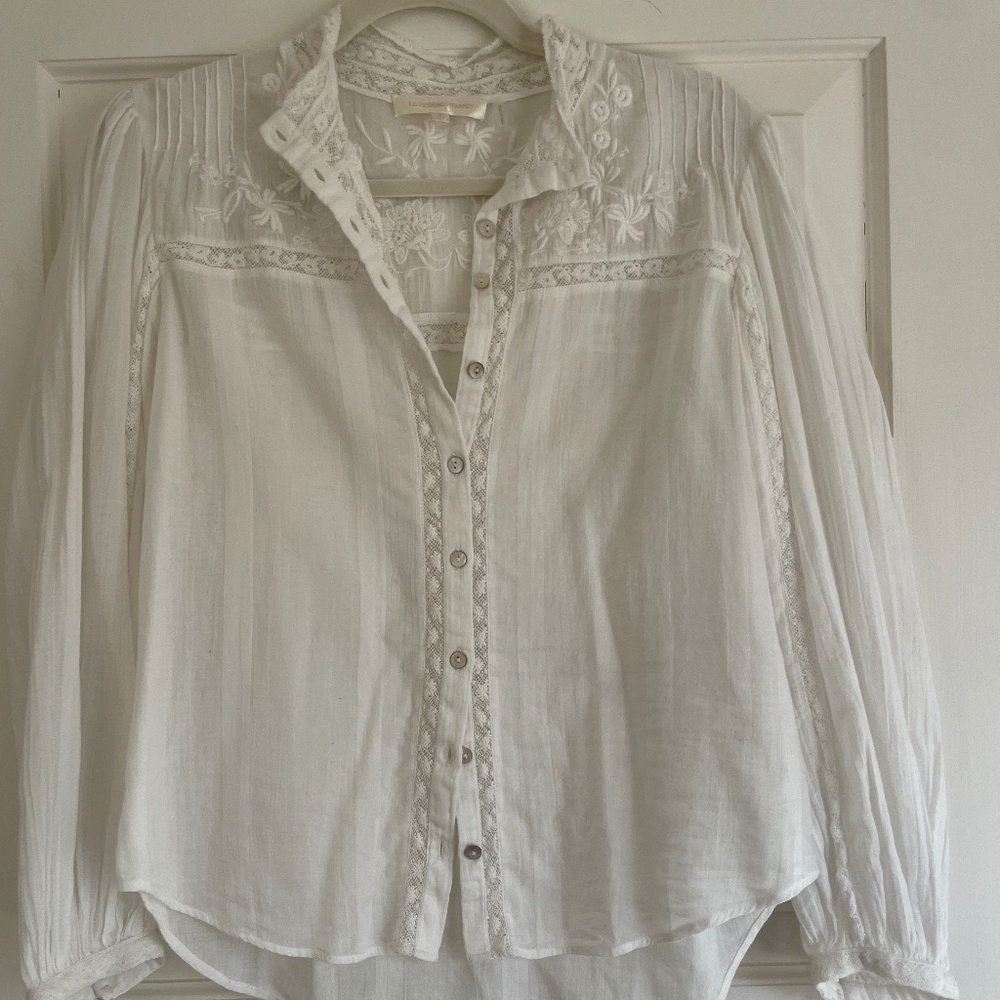 LoveShackFancy Embroidered Cotton Top